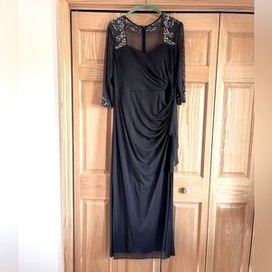 Alex Evenings Beaded Long Charcoal Formal Dress Size 14